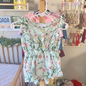 Teal Floral Romper